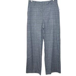 Gap Easy Trouser Pants Gray Glen Plaid Womens 14 Tall Wide Leg High Rise Career